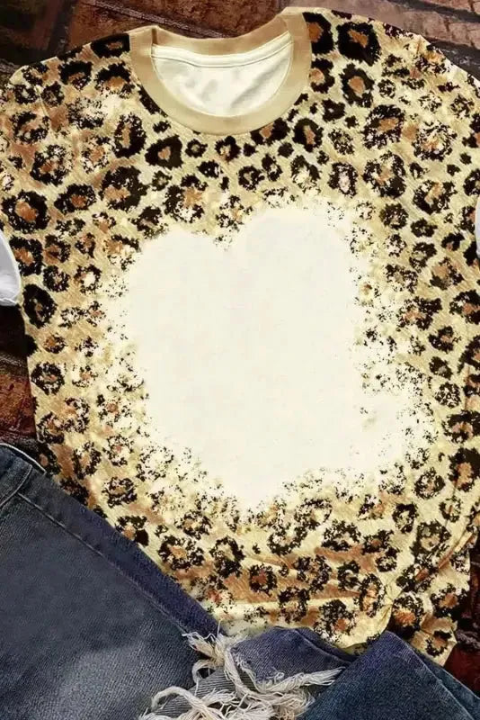 Leopard Bleached O-neck T Shirt - Fashionfitz