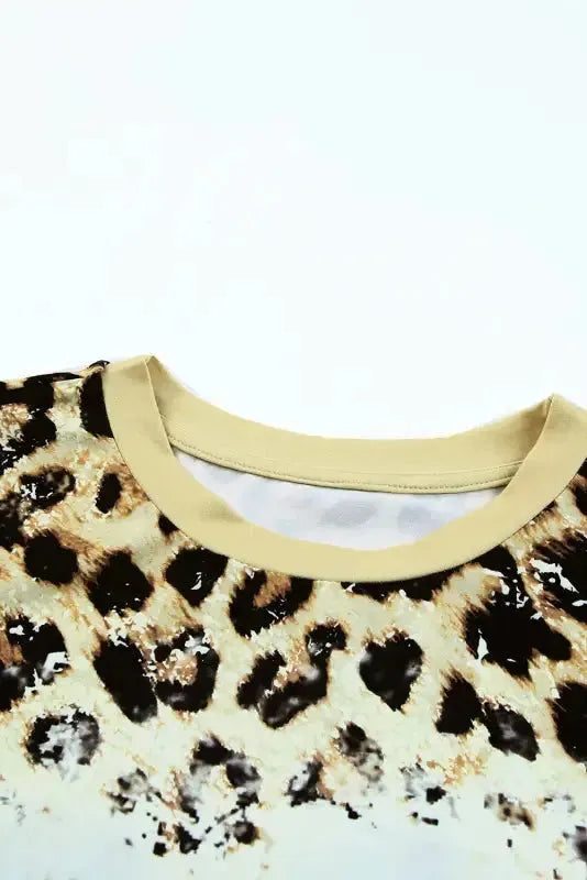 Leopard Bleached O-neck T Shirt - Fashionfitz