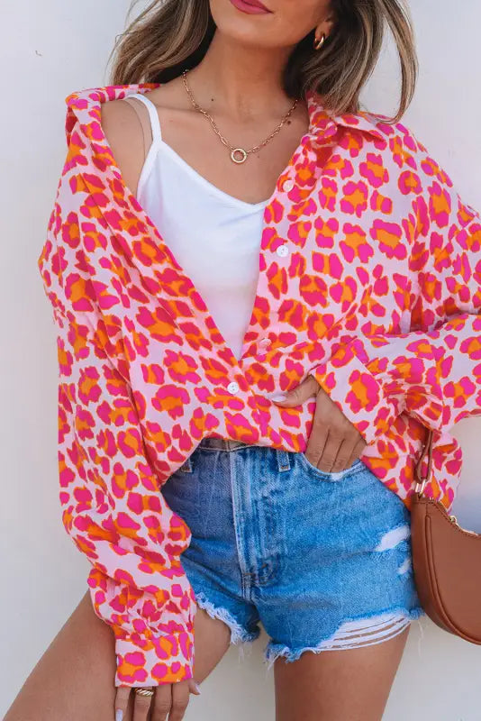 Leopard bloom overshirt - chic & bold | fashionfitz