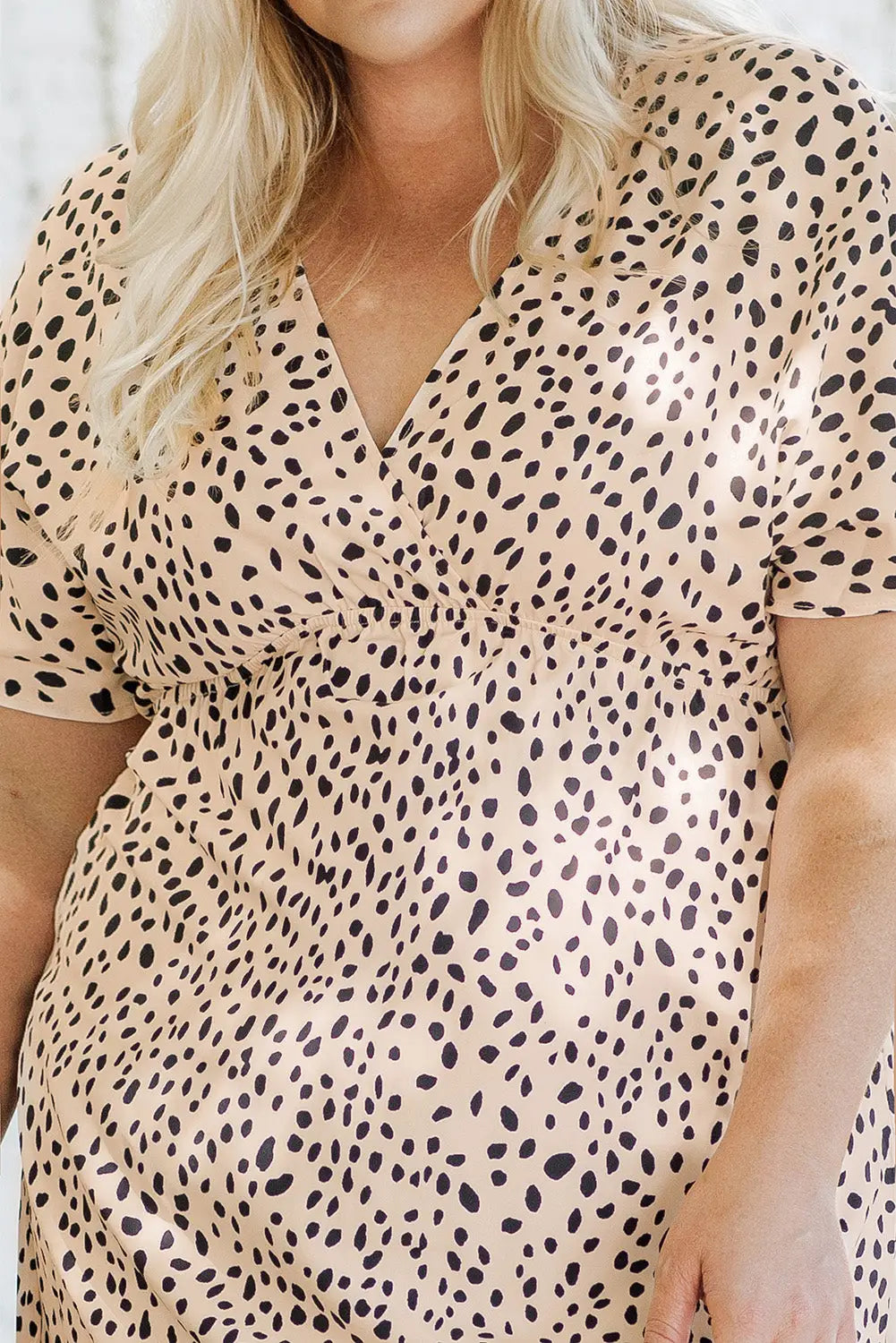 Leopard colorblock swiss dot flutter sleeve square neck mini dress - dresses