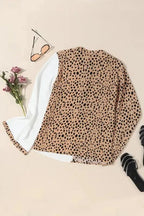 Leopard Contrast Casual Blouse - Fashionfitz