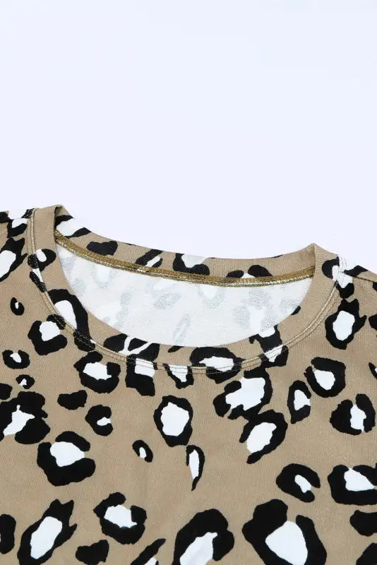 Leopard crew neck tank top - tops