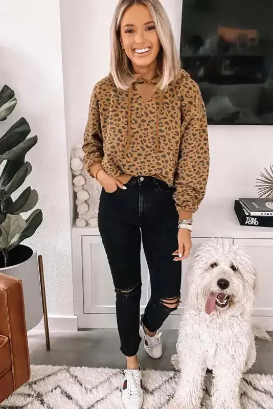 Leopard Cropped Hoodie - Fashionfitz