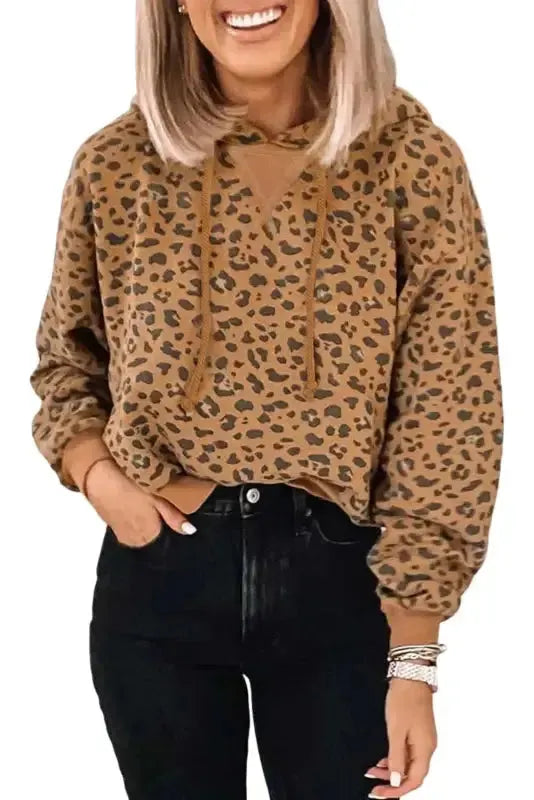 Leopard Cropped Hoodie - Fashionfitz