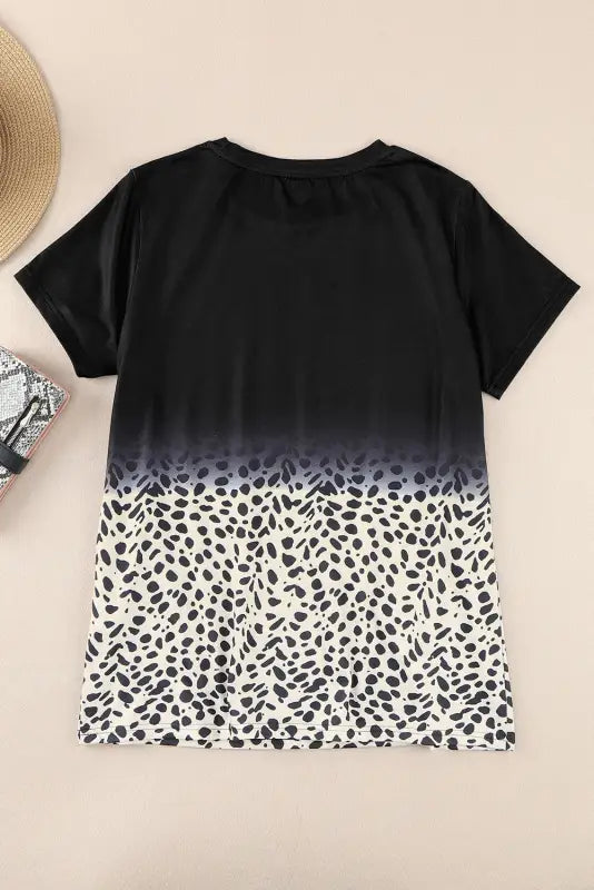 Leopard dotted contrast casual pocket t shirt dress - t-shirt dresses