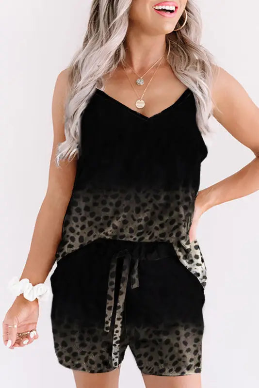 Leopard dotted contrast casual pocket t shirt dress - t-shirt dresses