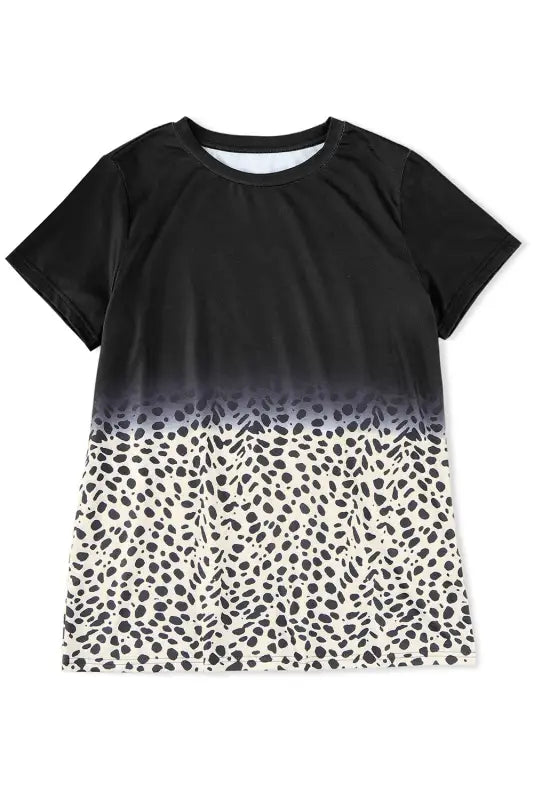 Leopard dotted contrast casual pocket t shirt dress - t-shirt dresses