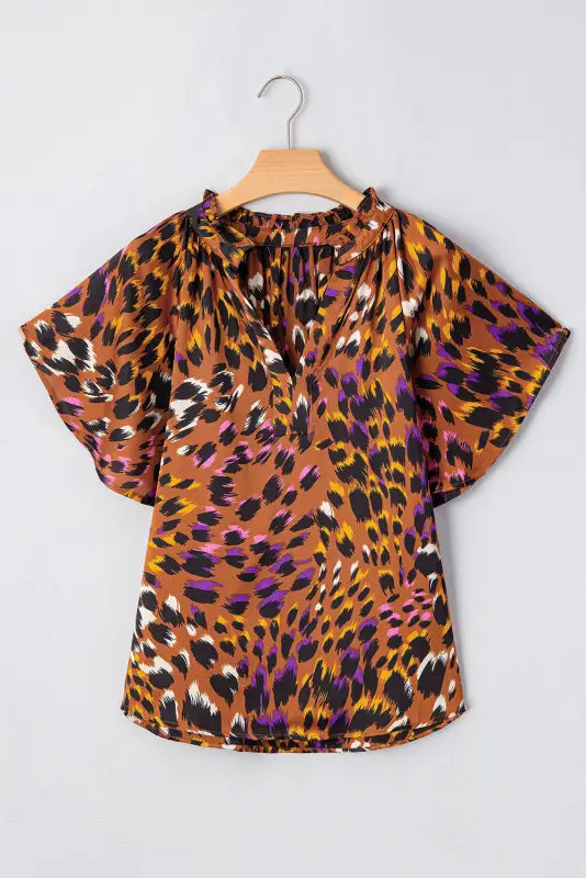 Leopard draped blouse - short sleeve by fashionfitz