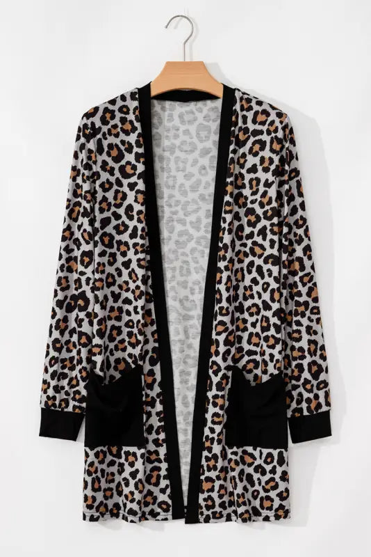 Leopard finesse open front cardigan - elegant & versatile