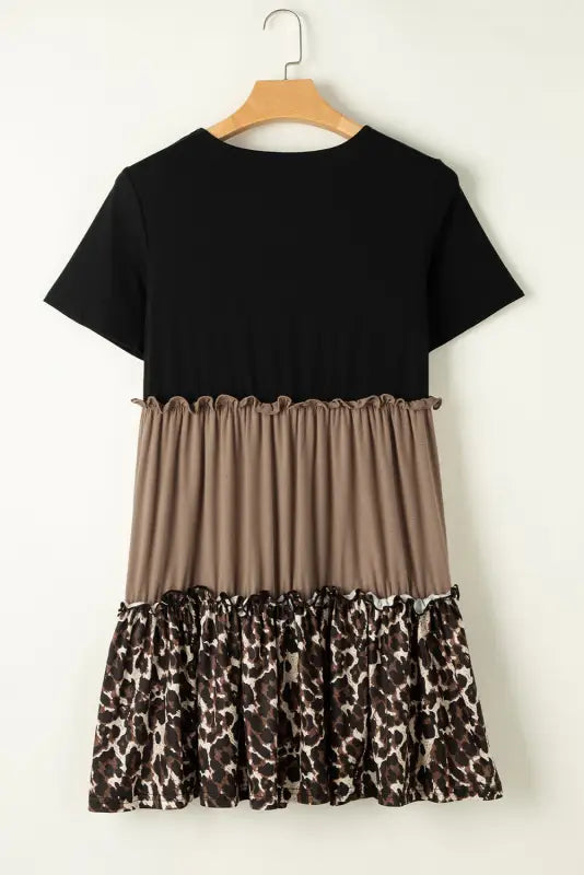 Leopard frill trim t-shirt dress - t shirt dresses