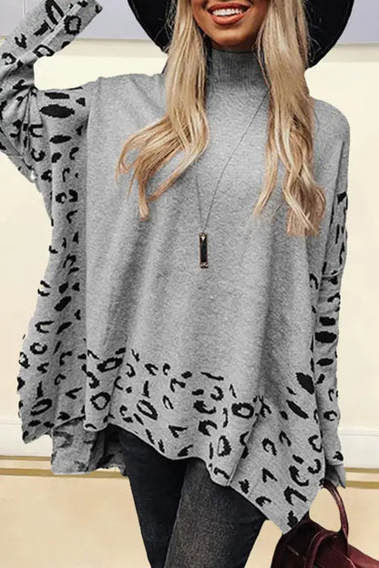 Leopard high neck oversized sweater | cozy & chic winter wear