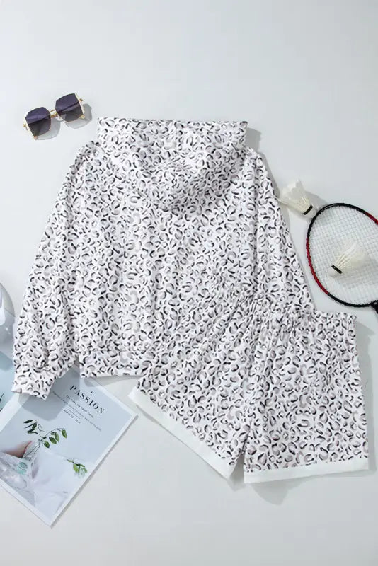 Leopard hoodie and shorts set - loungewear | fashionfitz