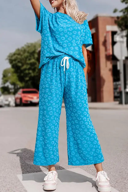 Leopard jacquard pants set| fashionfitz