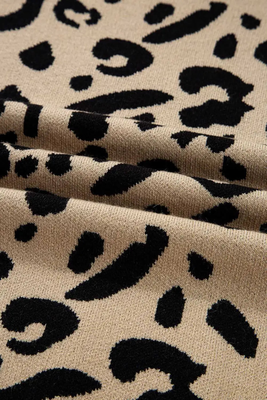 Leopard lace cuff knit sweater | women’s brown pullover