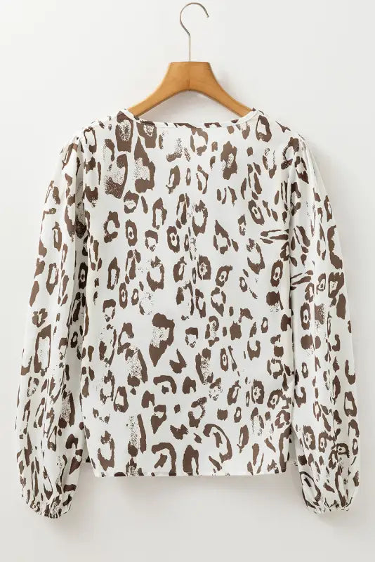 Leopard luxe balloon sleeve blouse