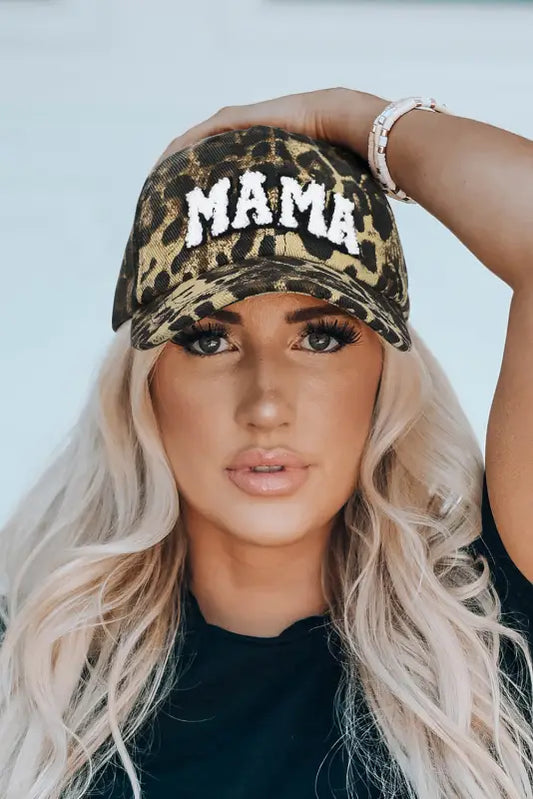 Leopard mama embroidered baseball cap - accessories