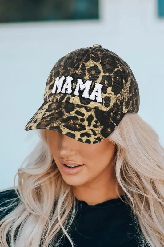 Leopard mama embroidered baseball cap - accessories