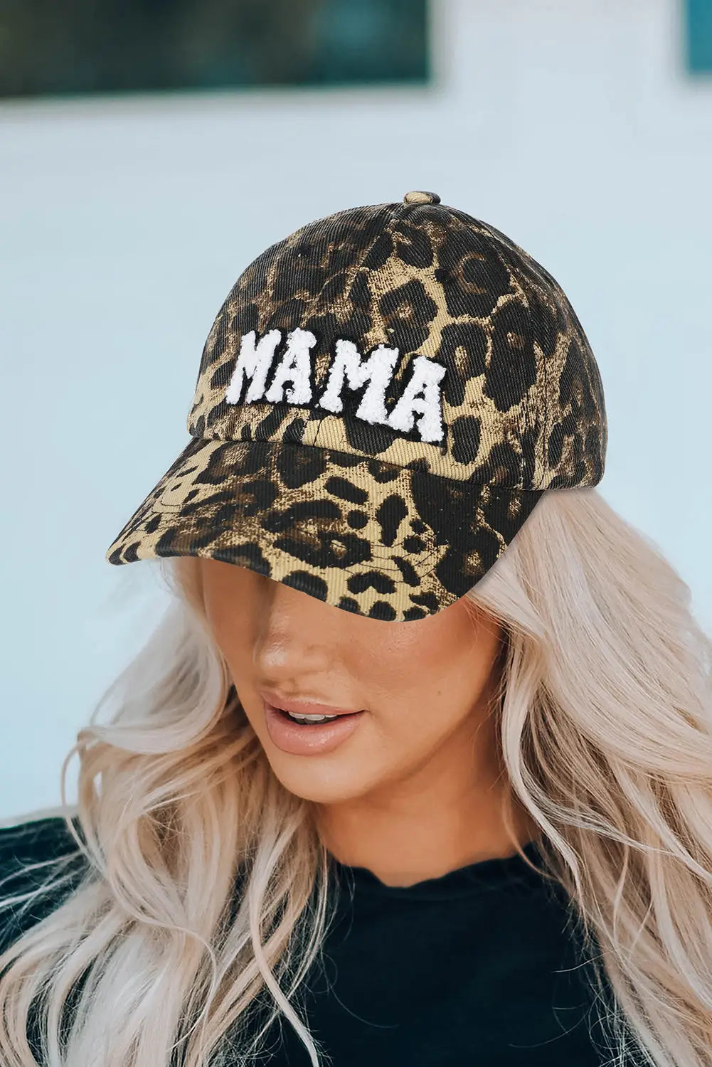 Leopard mama embroidered baseball cap - one size 100% cotton caps