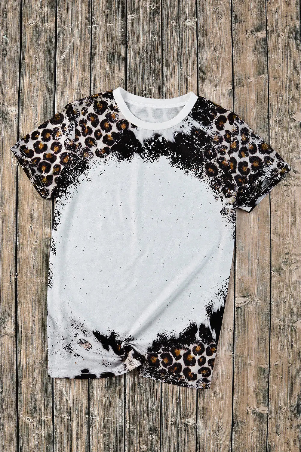 Leopard mix animal print bleached t shirt - t-shirts