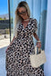 Leopard open back maxi dress - v neck cinched high waist