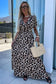 Leopard open back maxi dress - v neck cinched high waist