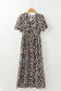 Leopard open back maxi dress - v neck cinched high waist