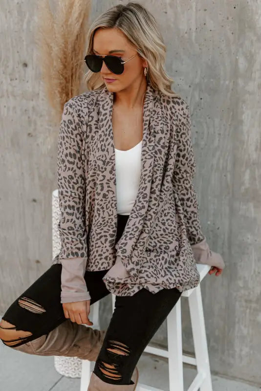 Leopard open front cardigan - cardigans