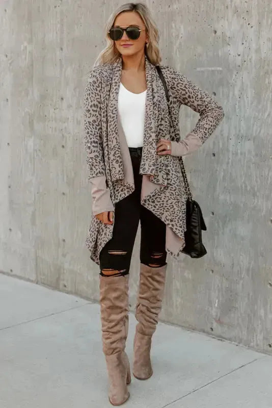 Leopard Open Front Cardigan - Fashionfitz