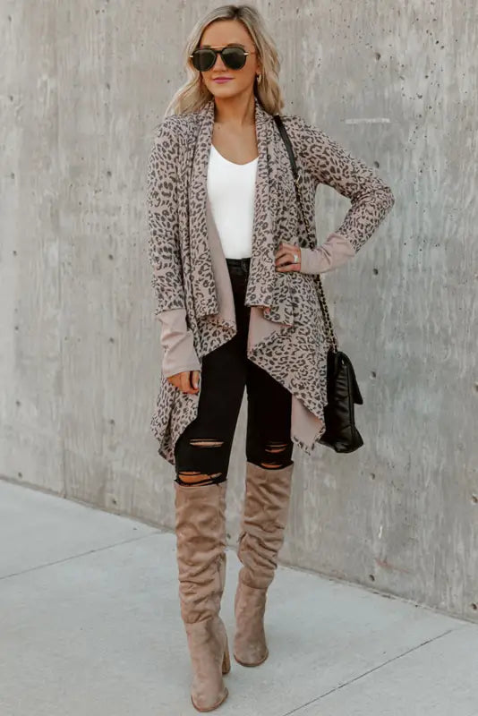 Leopard open front cardigan - cardigans