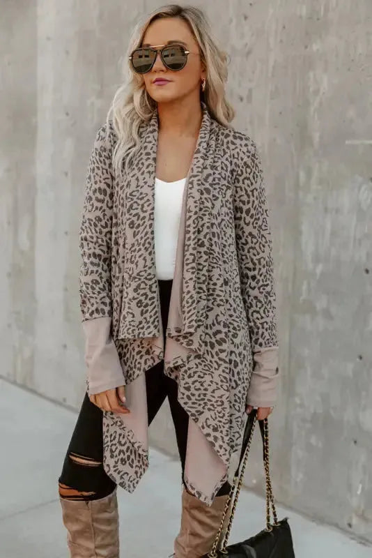 Leopard Open Front Cardigan - Fashionfitz