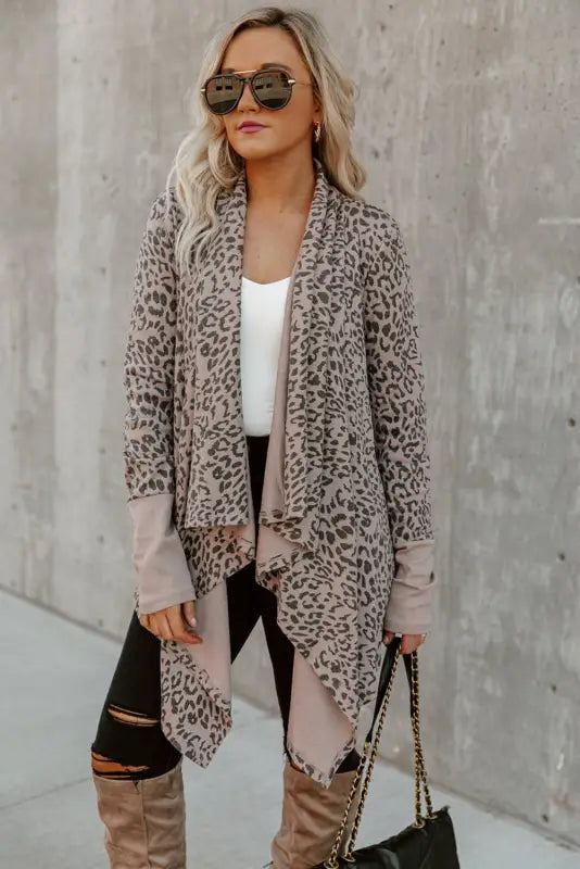 Leopard open front cardigan - cardigans