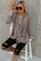 Leopard Open Front Cardigan - Fashionfitz