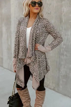 Leopard Open Front Cardigan - Fashionfitz