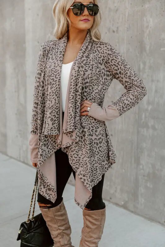 Leopard open front cardigan - cardigans