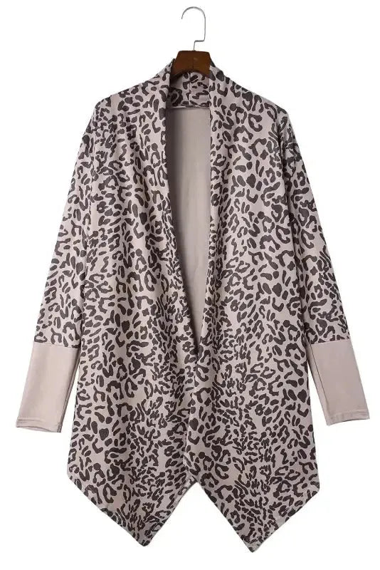 Leopard Open Front Cardigan - Fashionfitz