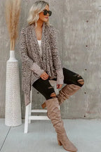 Leopard Open Front Cardigan - Fashionfitz