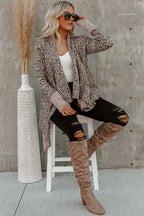 Leopard Open Front Cardigan - Fashionfitz