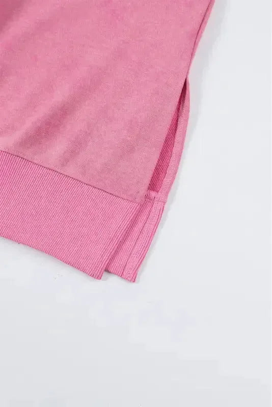 Leopard Patchwork Bishop Sleeve Slit Sweatshirt - Fashionfitz