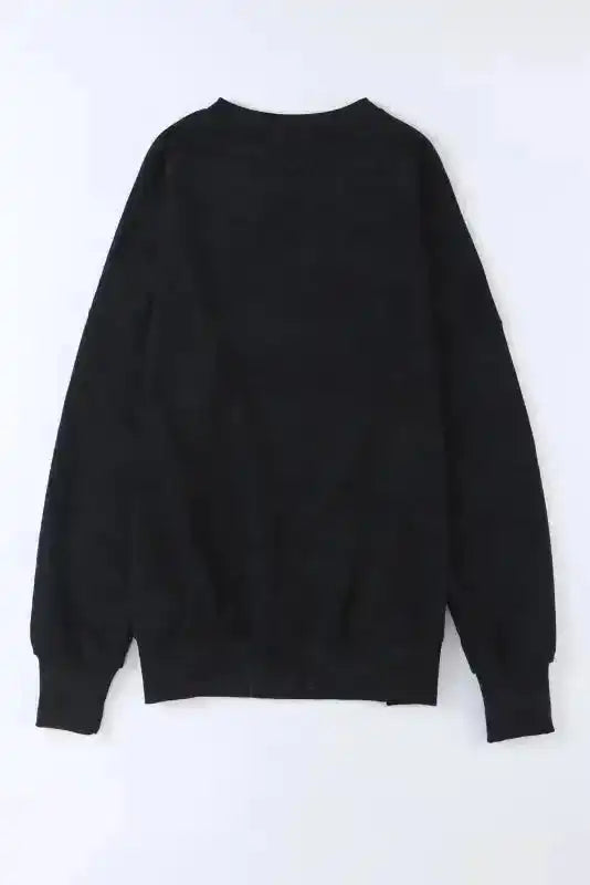 Back flat lay of Leopard Patchwork Bishop Sleeve Sweatshirt | Unique & Trendy, showing clean lines and relaxed silhouette.