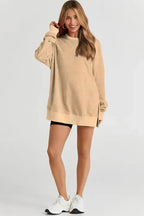 Leopard Patchwork Bishop Sleeve Slit Sweatshirt - Fashionfitz