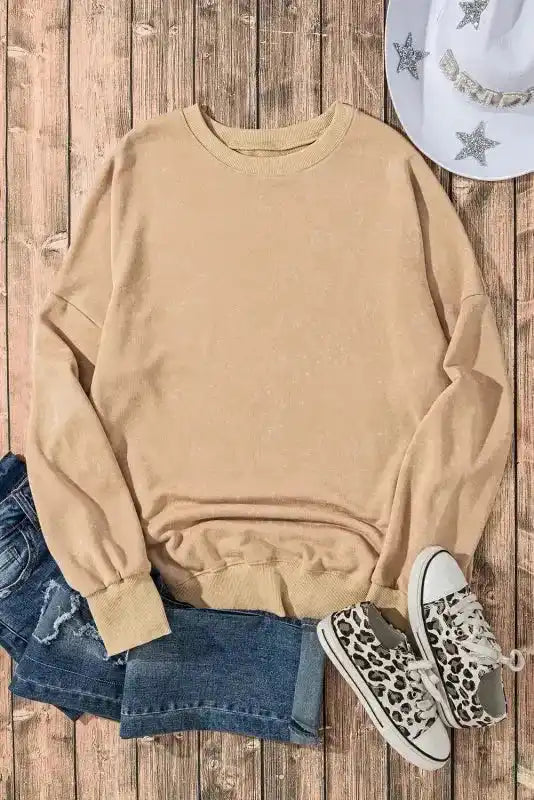 Leopard Patchwork Bishop Sleeve Slit Sweatshirt - Fashionfitz