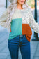 Leopard patchwork color block ribbed long sleeve top - tops