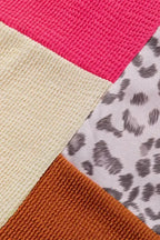 Leopard Patchwork Color Block Ribbed Long Sleeve Top - Fashionfitz