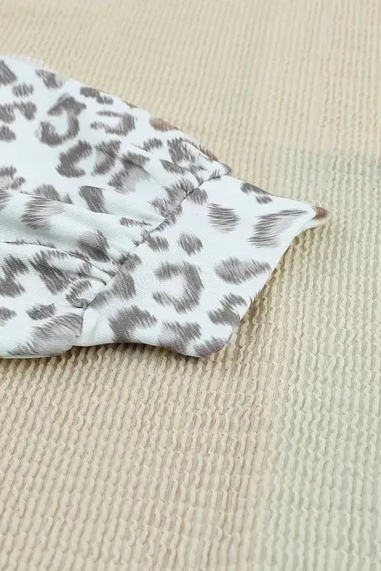 Leopard Patchwork Color Block Ribbed Long Sleeve Top - Fashionfitz