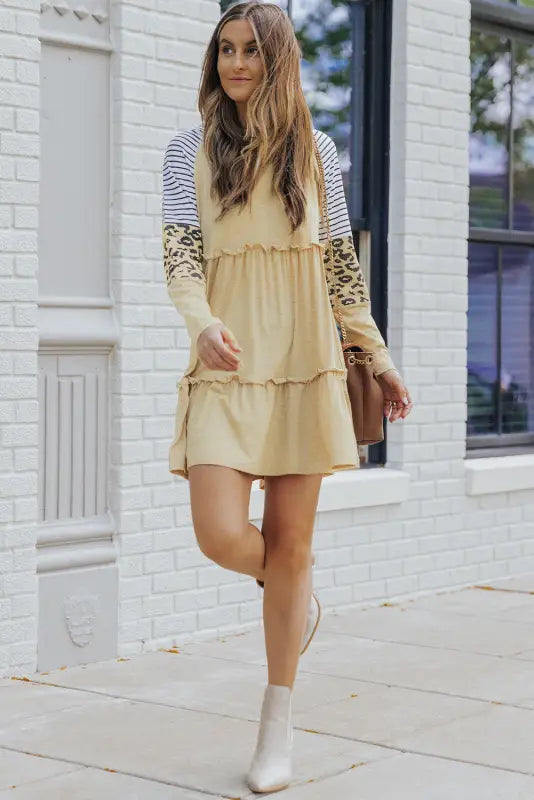 Leopard patchwork mini dress - dresses