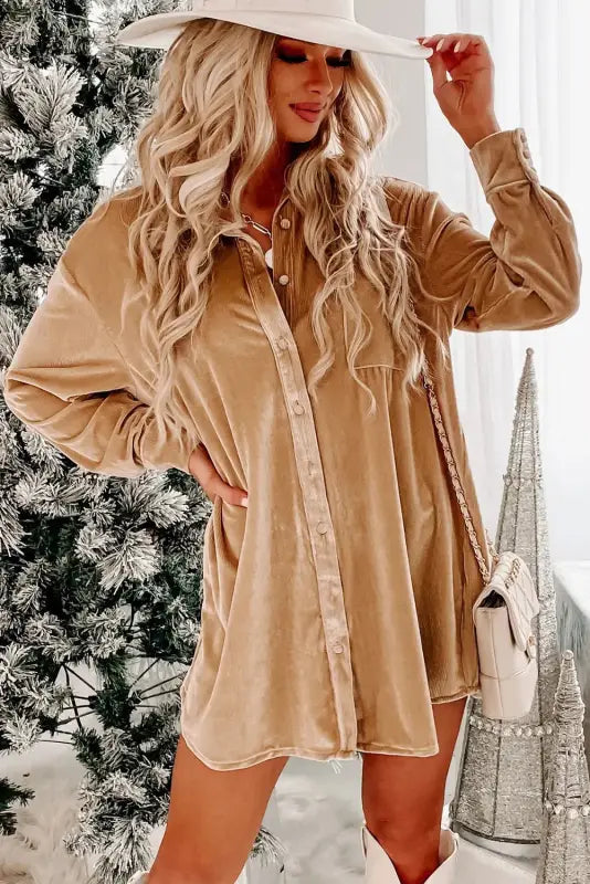 Leopard patchwork velvet shirt dress - mini dresses