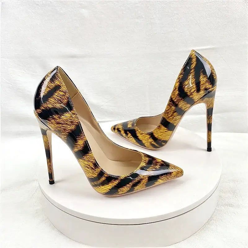 Leopard pattern women’s high heel shoes - pumps
