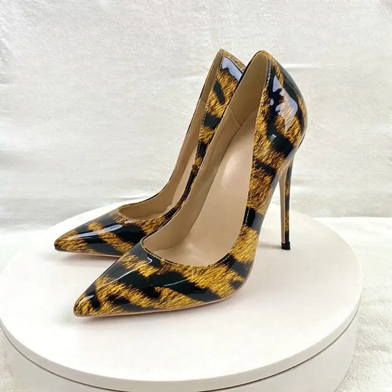 Leopard pattern women’s high heel shoes - pumps