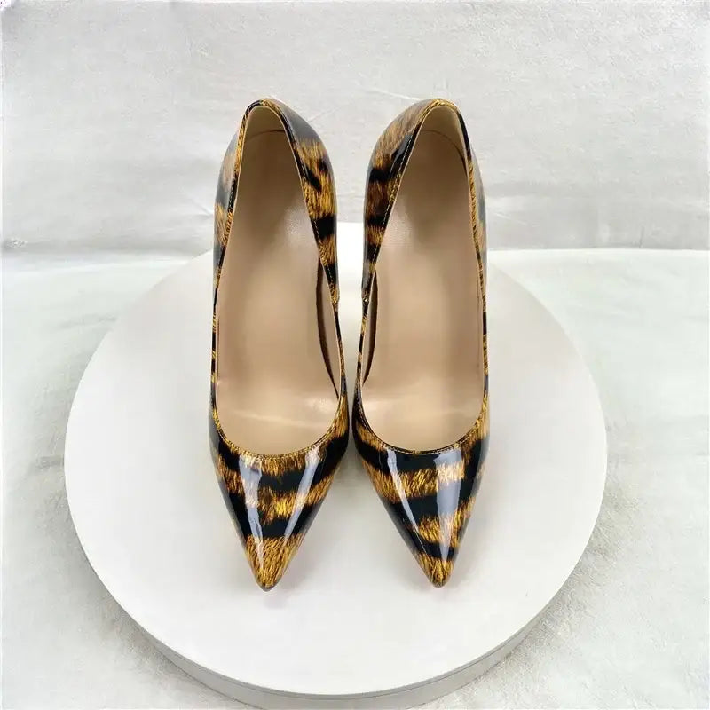 Leopard pattern women’s high heel shoes - print 8cm / 33 - pumps