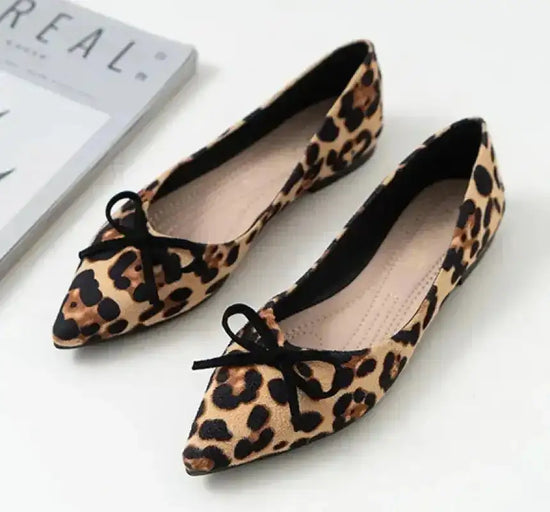 Leopard Pointed Toe Flats - Fashionfitz